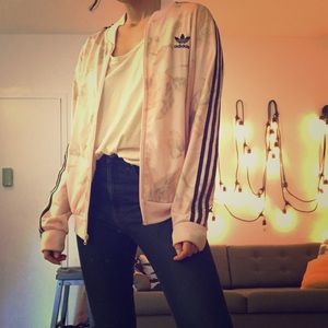 Adidas Light pink floral jacket